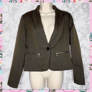 Larry Levine 90s Copper Tan Herringbone Crop Blazer Women’s 8